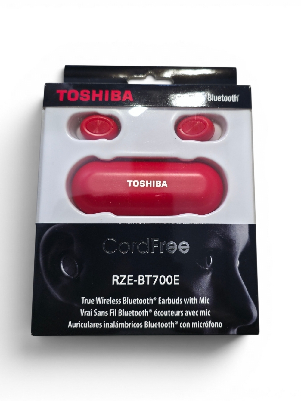 Toshiba Black CordFree RZE-BT700E Wireless Earbuds Packaging